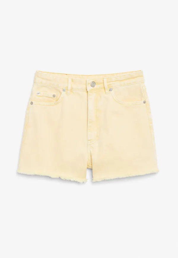 High waist denim shorts - Yellow