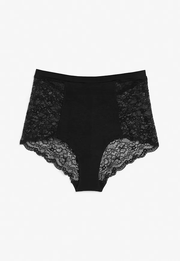High waist lace briefs - Black