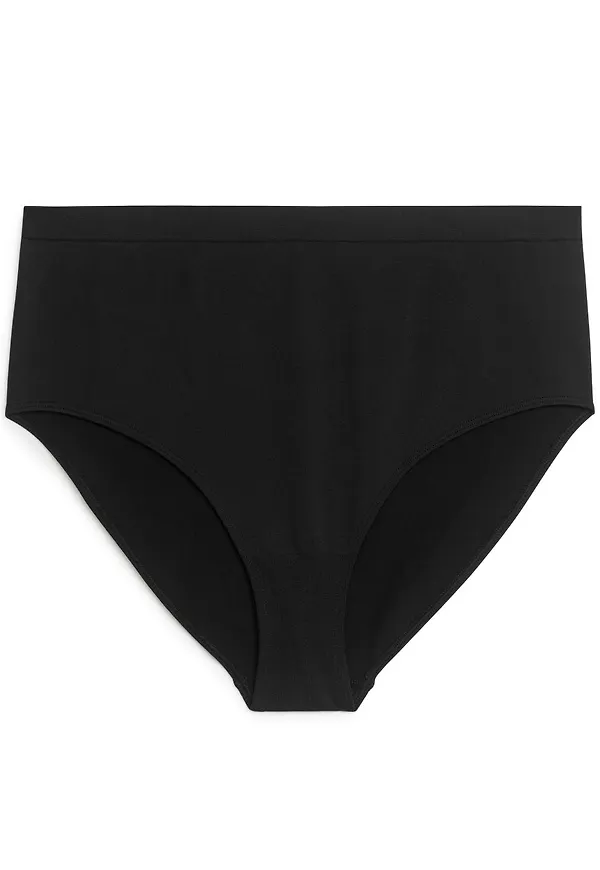 High Waist Seamless Briefs - Black