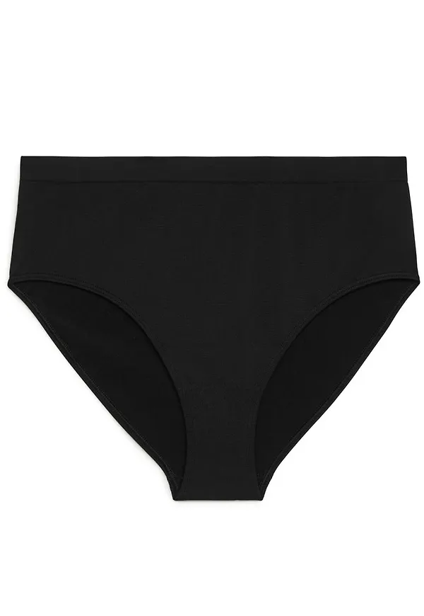 High Waist Seamless Briefs - Black