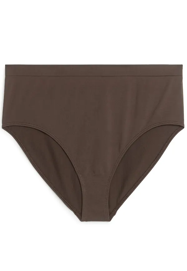 High Waist Seamless Briefs - Brown