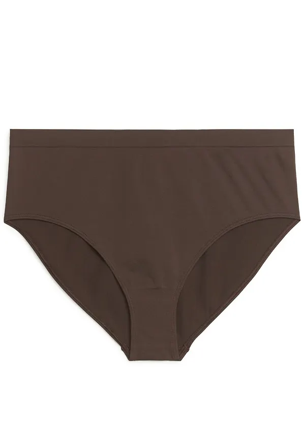High Waist Seamless Briefs - Brown