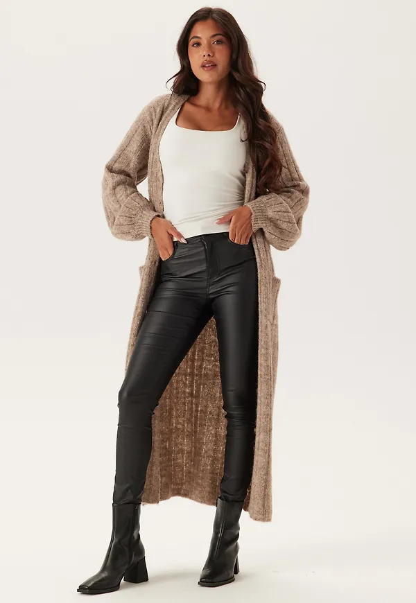 High Waist Slim Coated Jeans