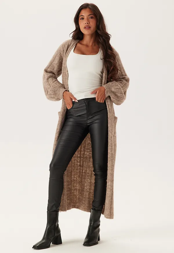 High Waist Slim Coated Jeans