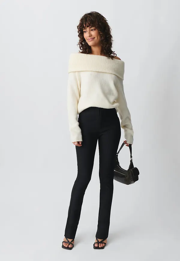High waist slim trousers