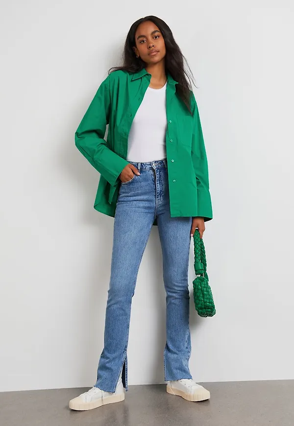 High waist slit jeans