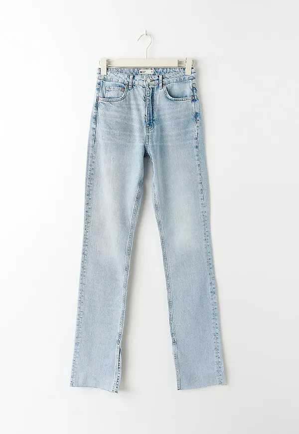 High waist tall slit jeans