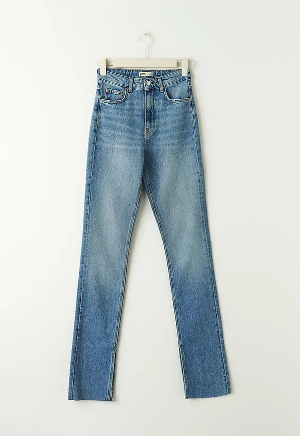 High waist tall slit jeans