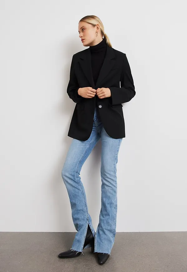 High waist tall slit jeans