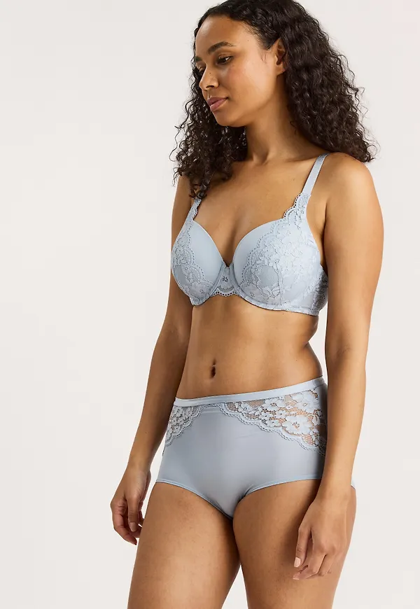High waist trosa med spets