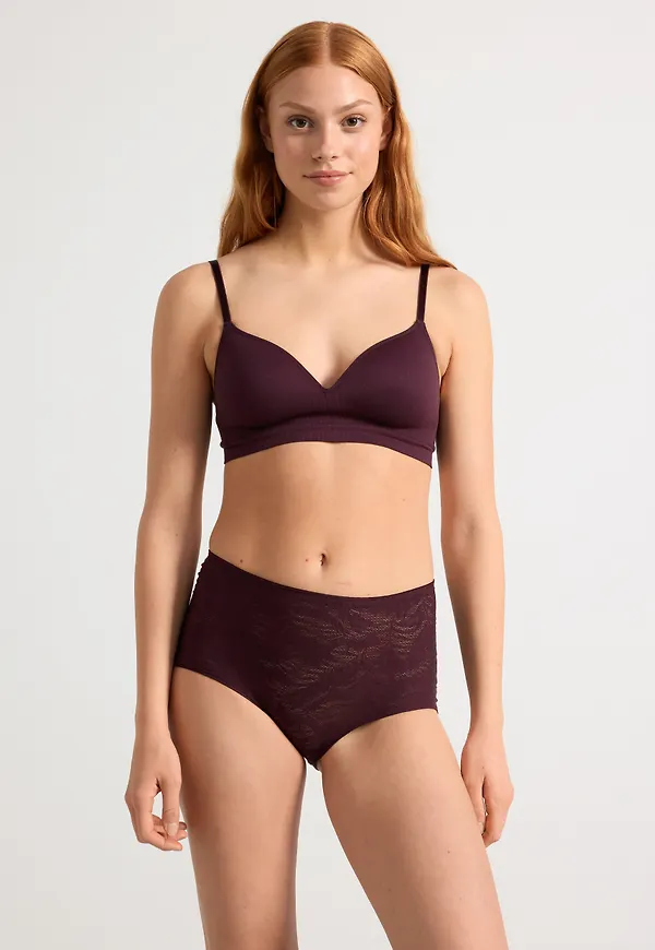 High waist trosa med spets