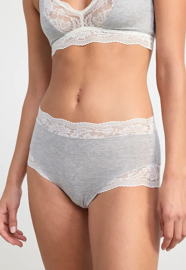 High waist trosa med spets