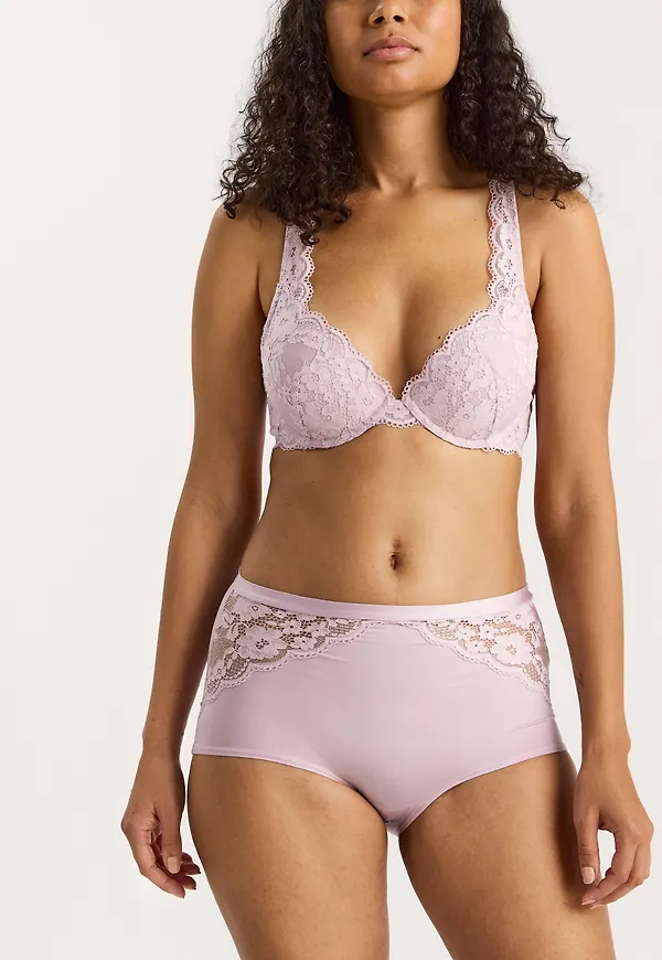 High waist trosa med spets