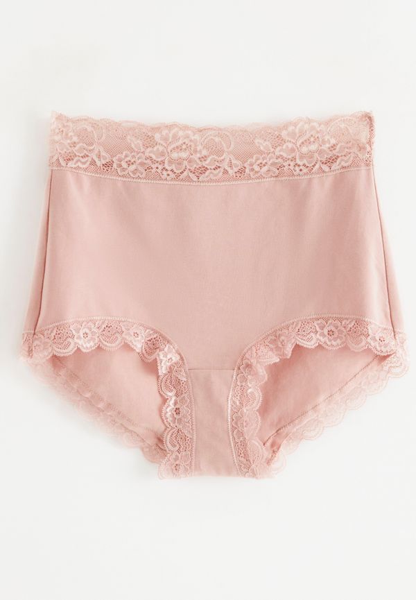 High waist trosa med spets