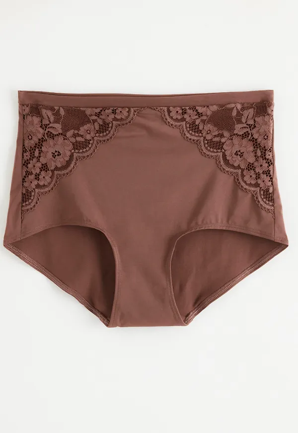 High waist trosa med spets