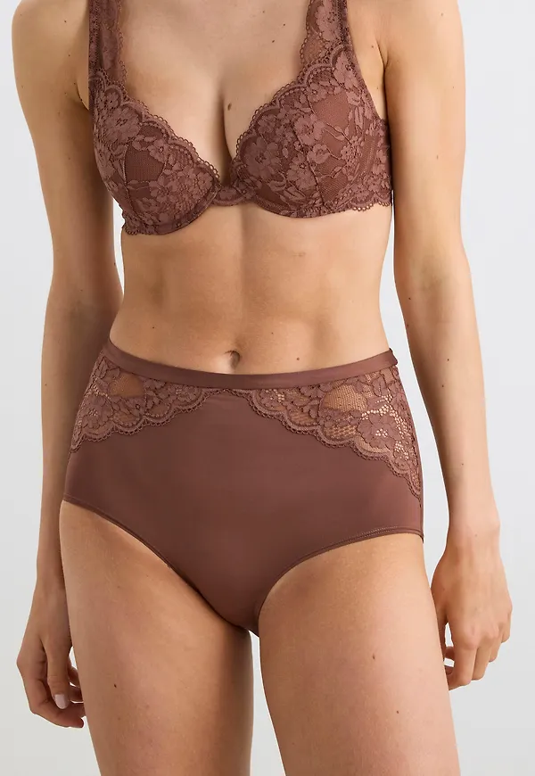 High waist trosa med spets