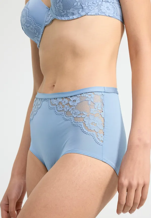 High waist trosa med spets