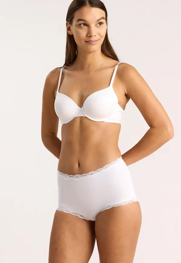 High waist trosa med spetskant