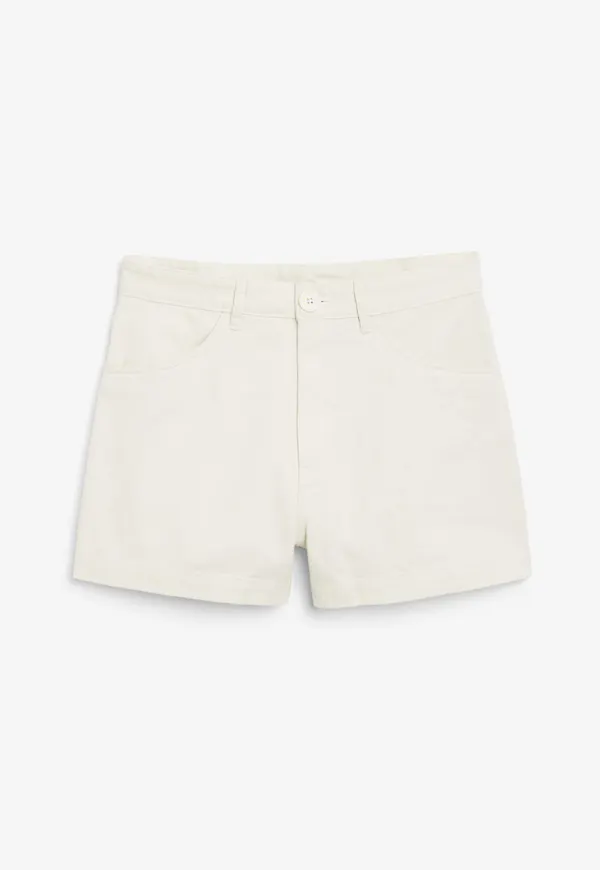 High waisted cotton shorts - White