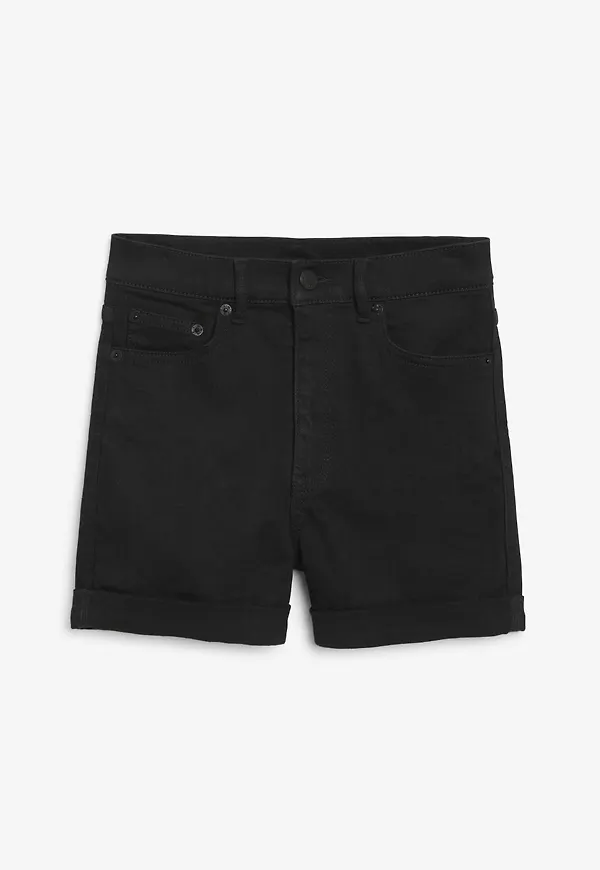 High waisted denim shorts - Black