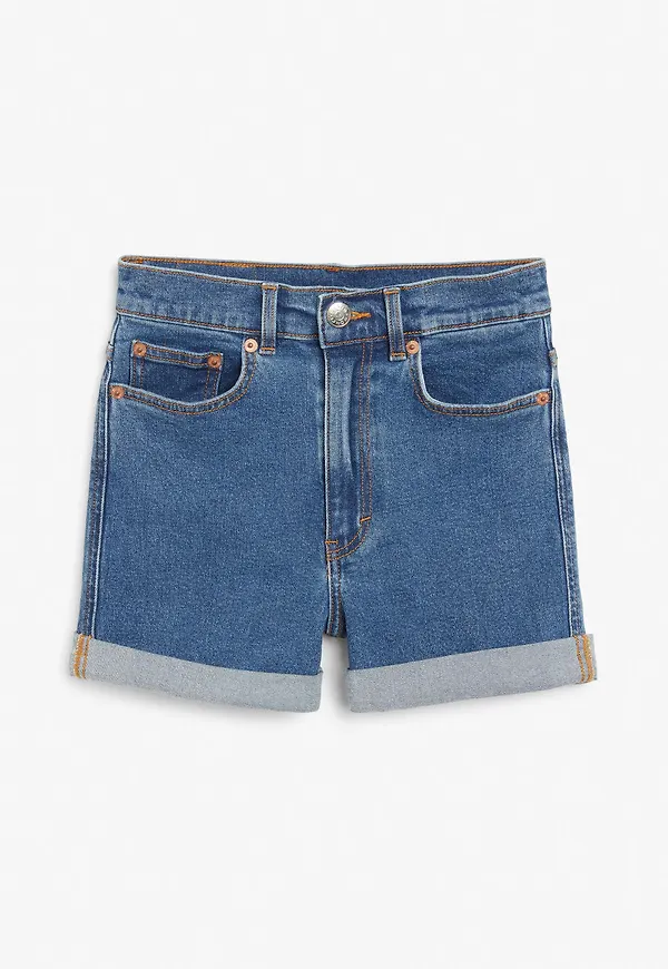High waisted denim shorts - Blue