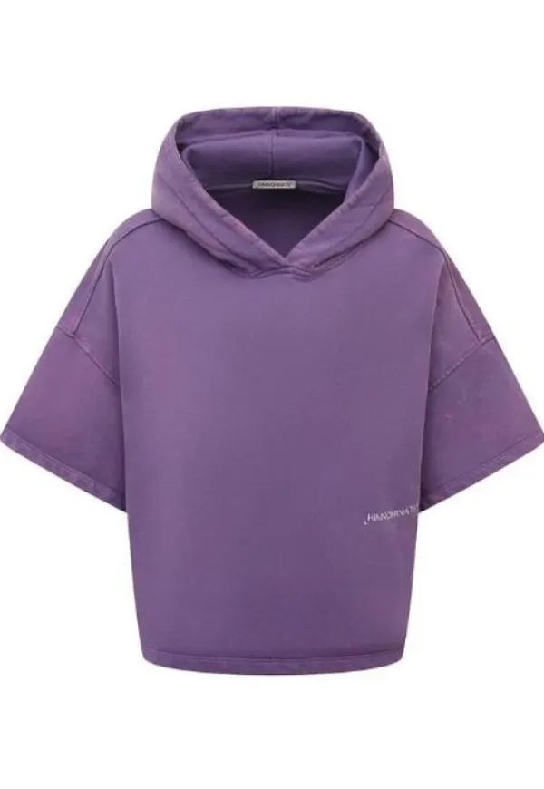 Hinnominate, Sweatshirts & Hoodies, Dam, S, Bomull, Lila kortärmad huvtröja tröja