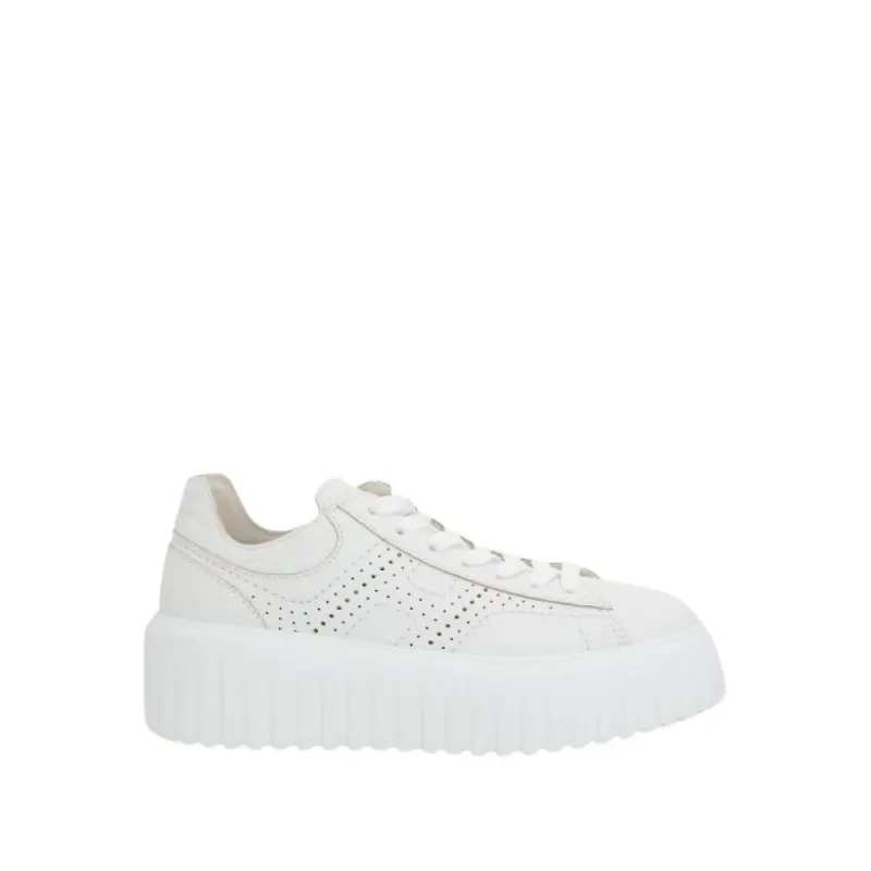 Hogan, Skor, Dam, 38 EU, Läder, Vita Läder Låg-Top Sneakers
