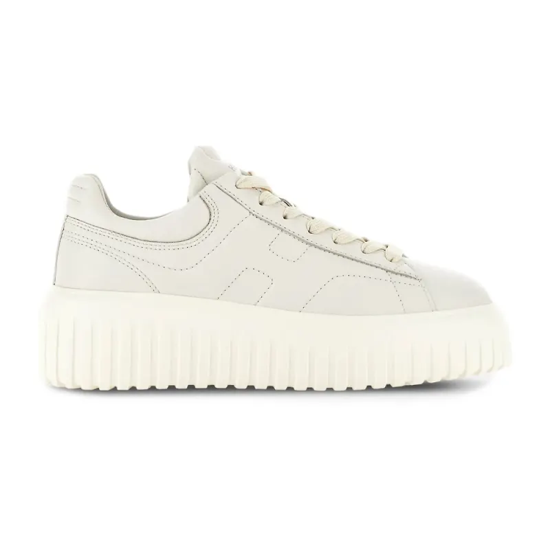 Hogan, Skor, Dam, 41 EU, Läder, Randiga sneakers i elfenbenläder
