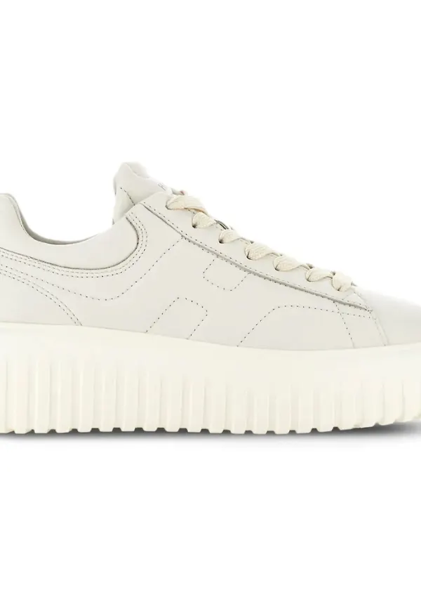 Hogan, Skor, Dam, 41 EU, Läder, Randiga sneakers i elfenbenläder