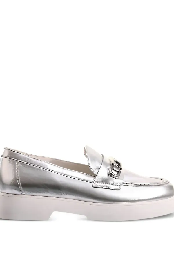 Hogl Cecil läderloafers - Silverfärgad