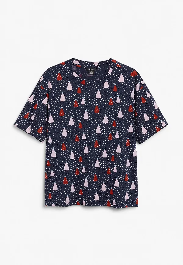 Holiday theme cotton tee - Blue