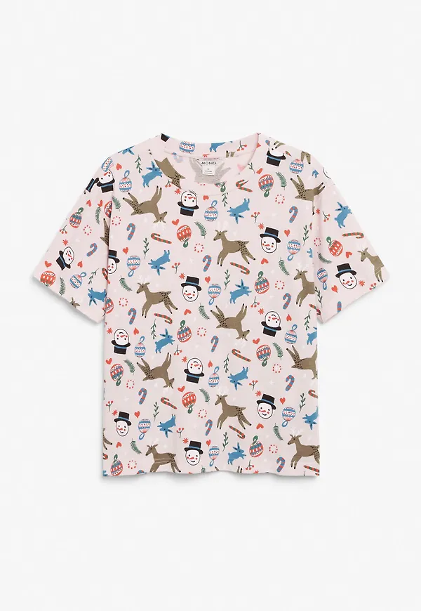 Holiday theme cotton tee - Pink