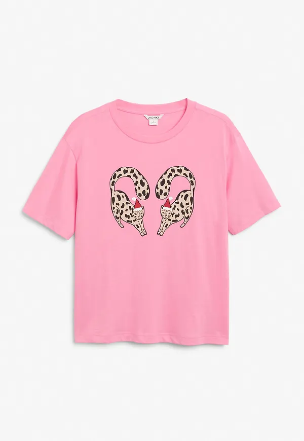 Holiday theme cotton tee - Pink