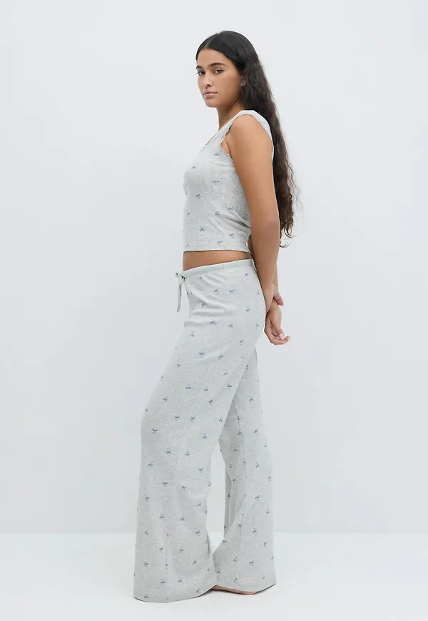 Gina Tricot - Homewear pointelle trousers - pyjamas - Grå - XS - Dam
