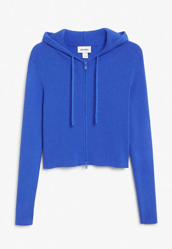 Hooded knit cardigan - Blue