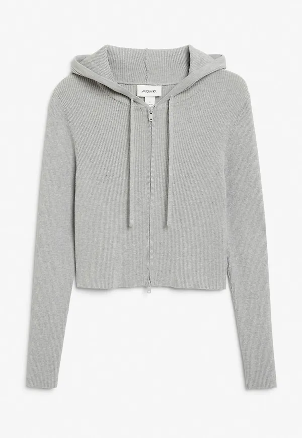 Hooded knit cardigan - Grey