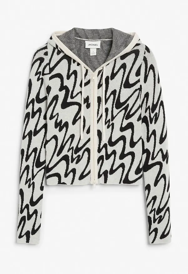 Hooded knit cardigan - White