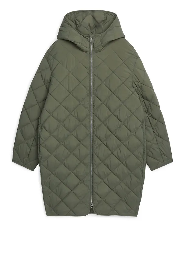Hooded Quilt Jacket - Green