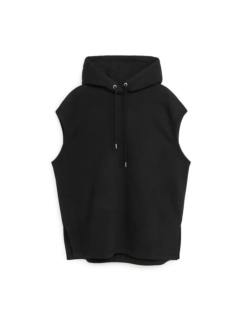 Hooded Sweatshirt Vest - Black