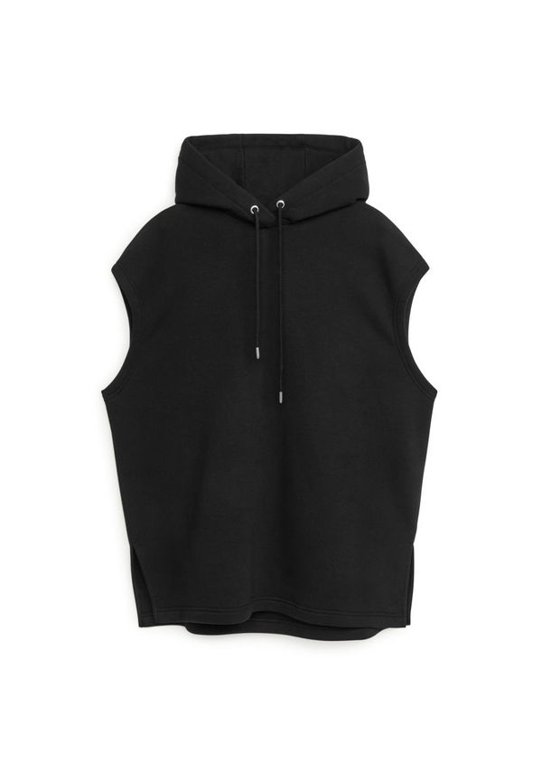 Hooded Sweatshirt Vest - Black