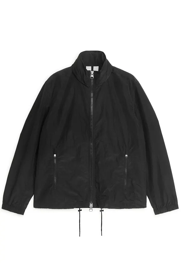 Hooded Windbreaker Jacket - Black