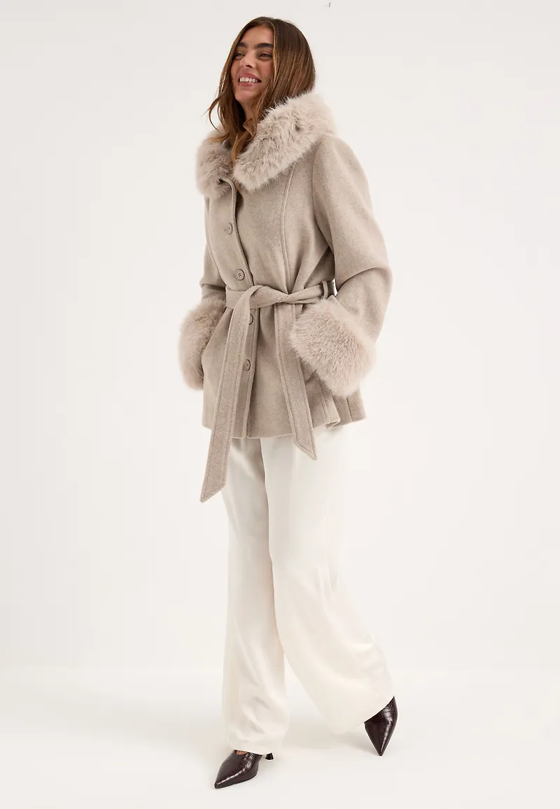 Hooded Wool Blend Coat