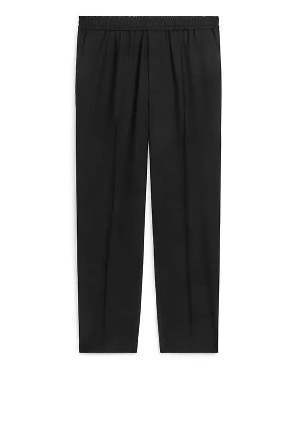 Hopsack Drawstring Trousers - Black