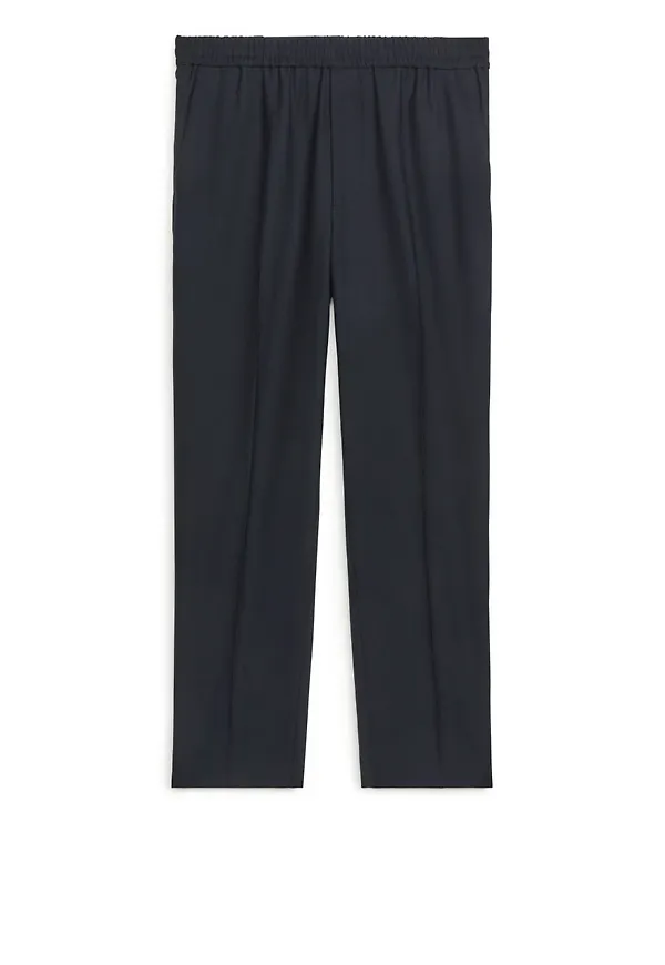 Hopsack Drawstring Trousers - Blue