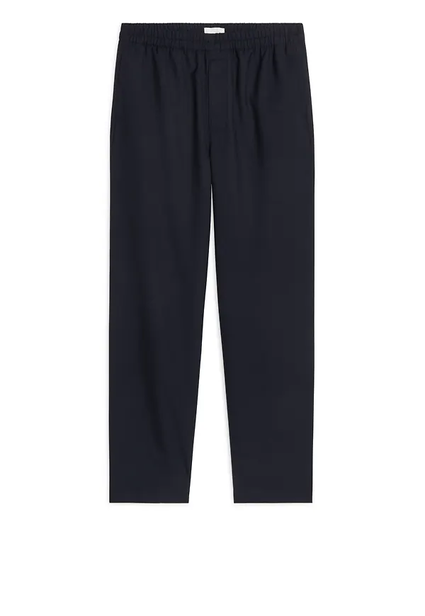 Hopsack Drawstring Trousers - Blue