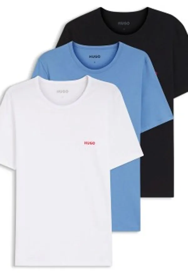 HUGO 3P Triplet T-Shirt Vit/Blå bomull Large Herr