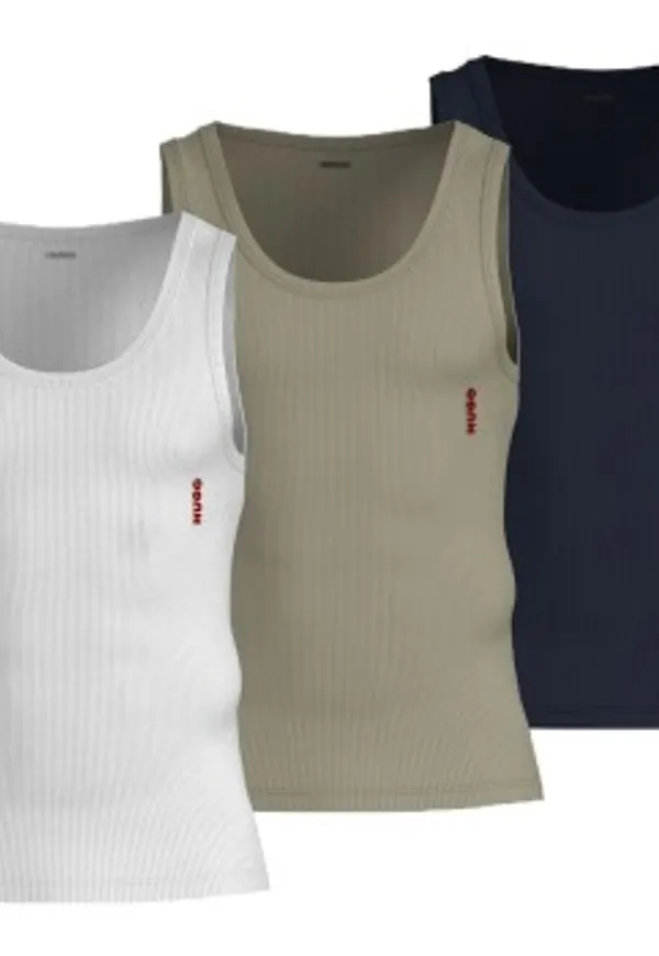 HUGO 3P Triplet Tank Top Blå/Grön bomull Large Herr