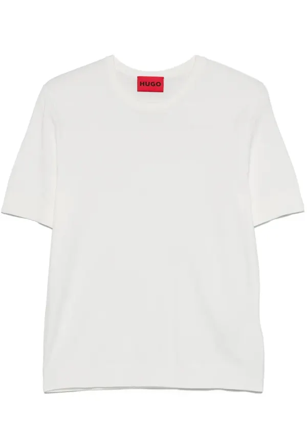 HUGO finstickad t-shirt - Vit