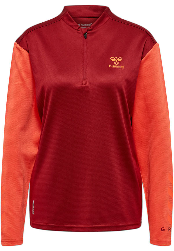 Hummel Hmlongrid 1/2 Zip Poly Sweat Wo, Träningströjor i storlek L och färg Orange