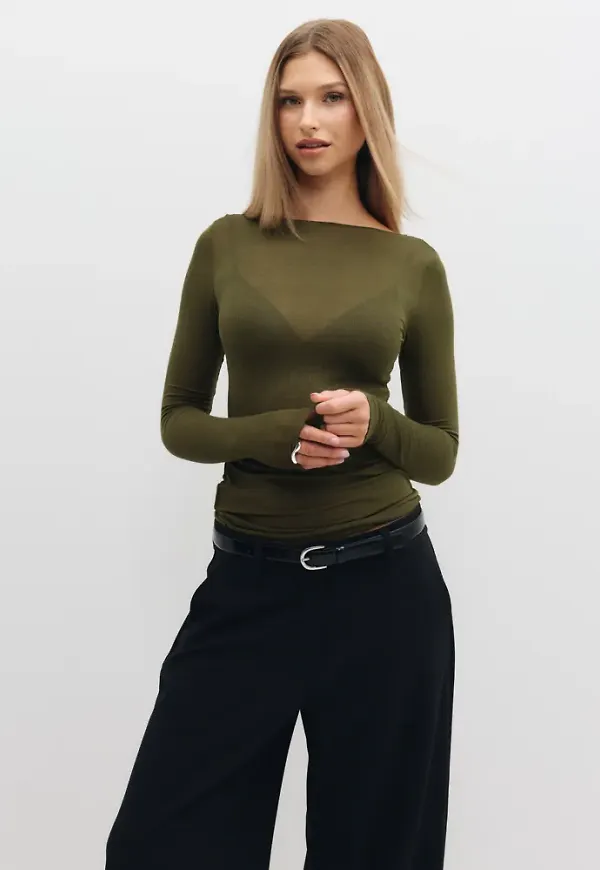 Hunkemöller - Grön - Top Ls Boatneck Intimates